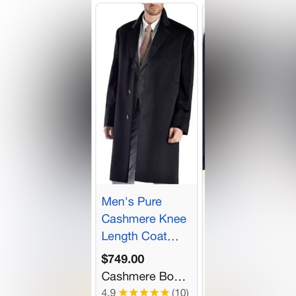 Men's 100% cashmere coat